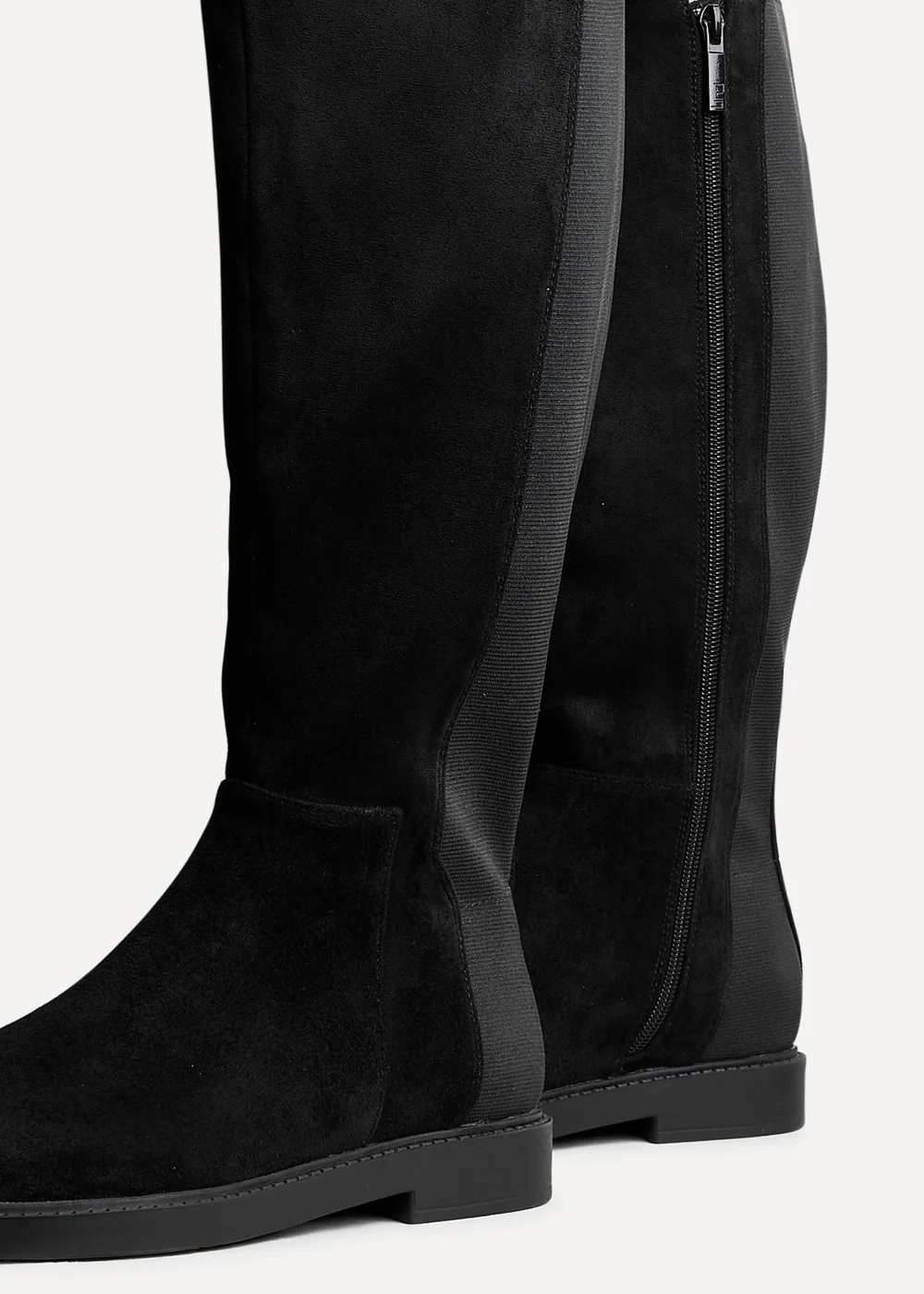 Linzi Steel Wide Fit Black Faux Leather Knee High Stretch Boot - 3 Image 4