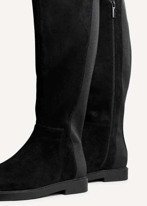 Linzi Steel Wide Fit Black Faux Leather Knee High Stretch Boot - 3 Image 4