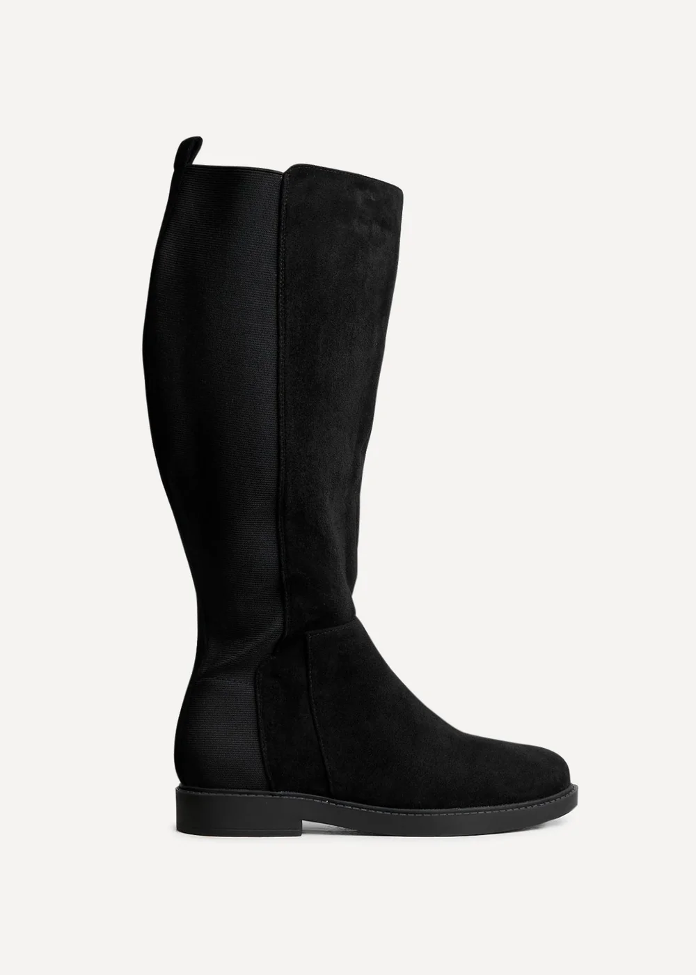Linzi Steel Wide Fit Black Faux Leather Knee High Stretch Boot - 3 Image 2