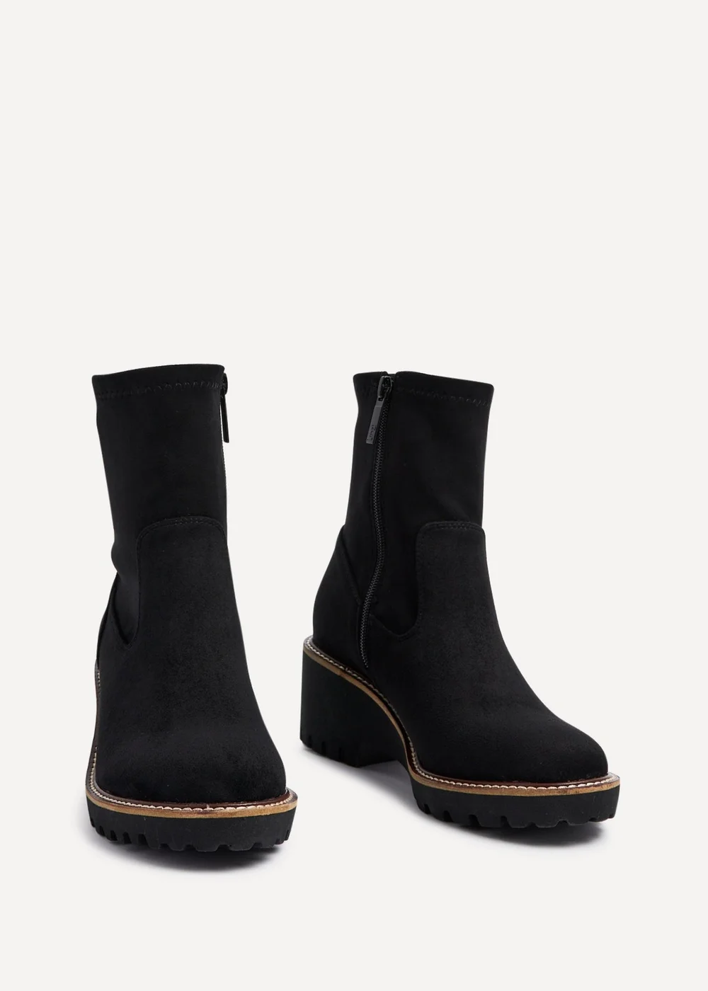 Linzi Trish Black Faux Suede Wedged Heel Ankle Boot - 3 Image 3