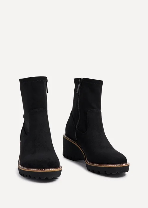 Linzi Trish Black Faux Suede Wedged Heel Ankle Boot - 3 Image 3