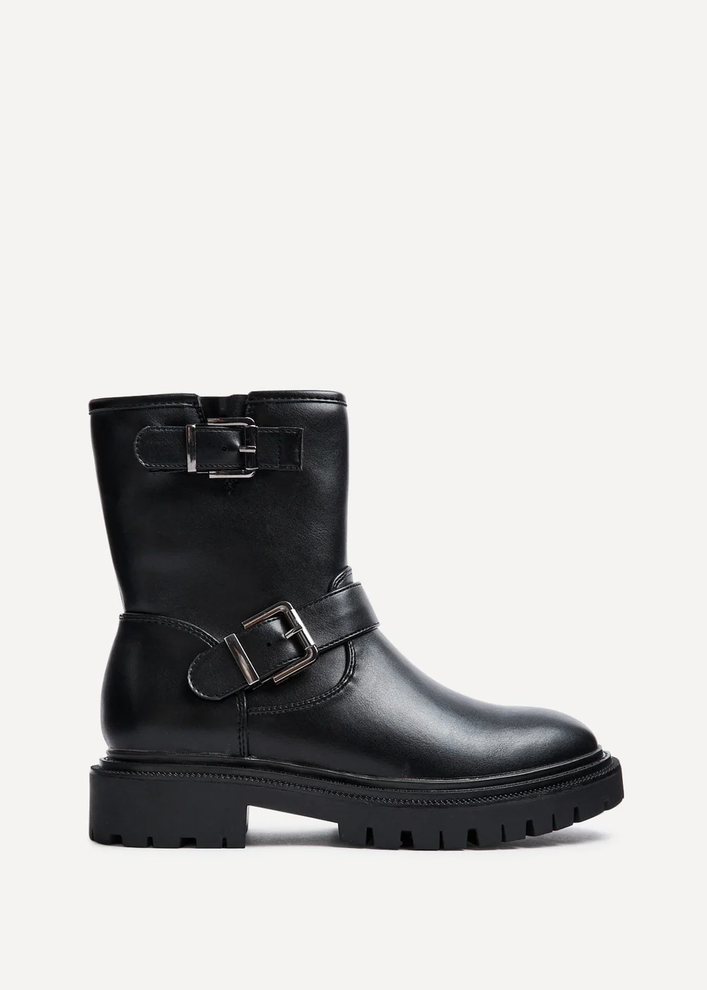 Linzi Trinity Black Faux Leather Biker Style Boot - 3 Image 2