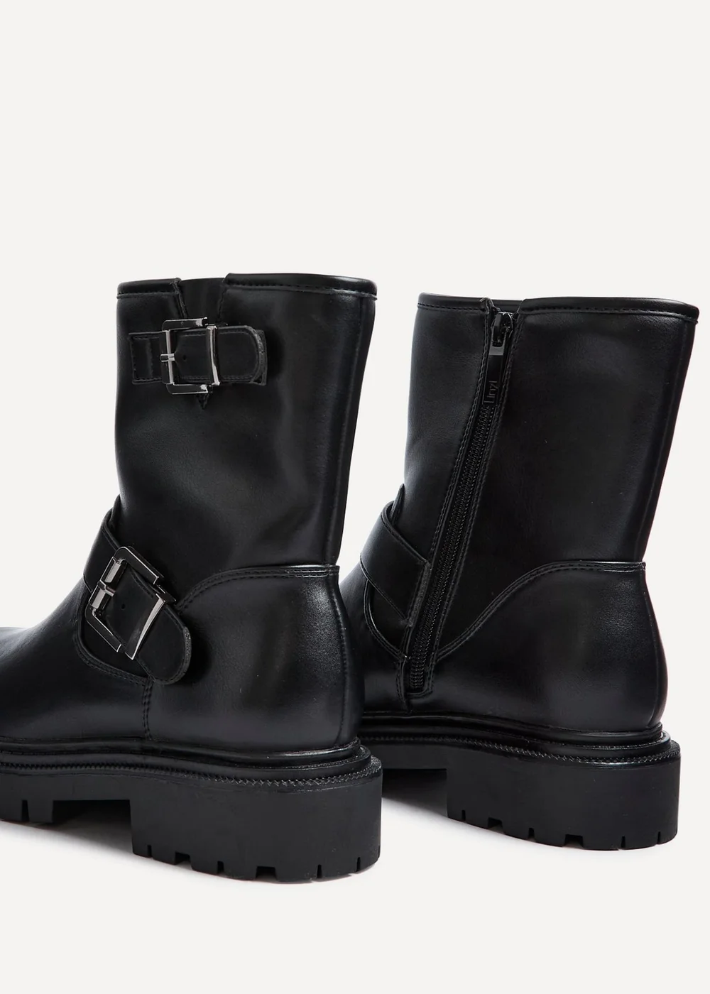Linzi Trinity Black Faux Leather Biker Style Boot - 3 Image 5