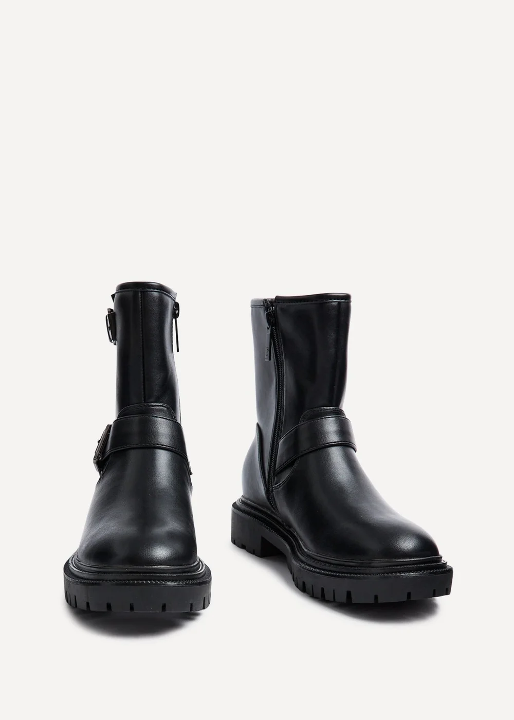 Linzi Trinity Black Faux Leather Biker Style Boot - 3 Image 3