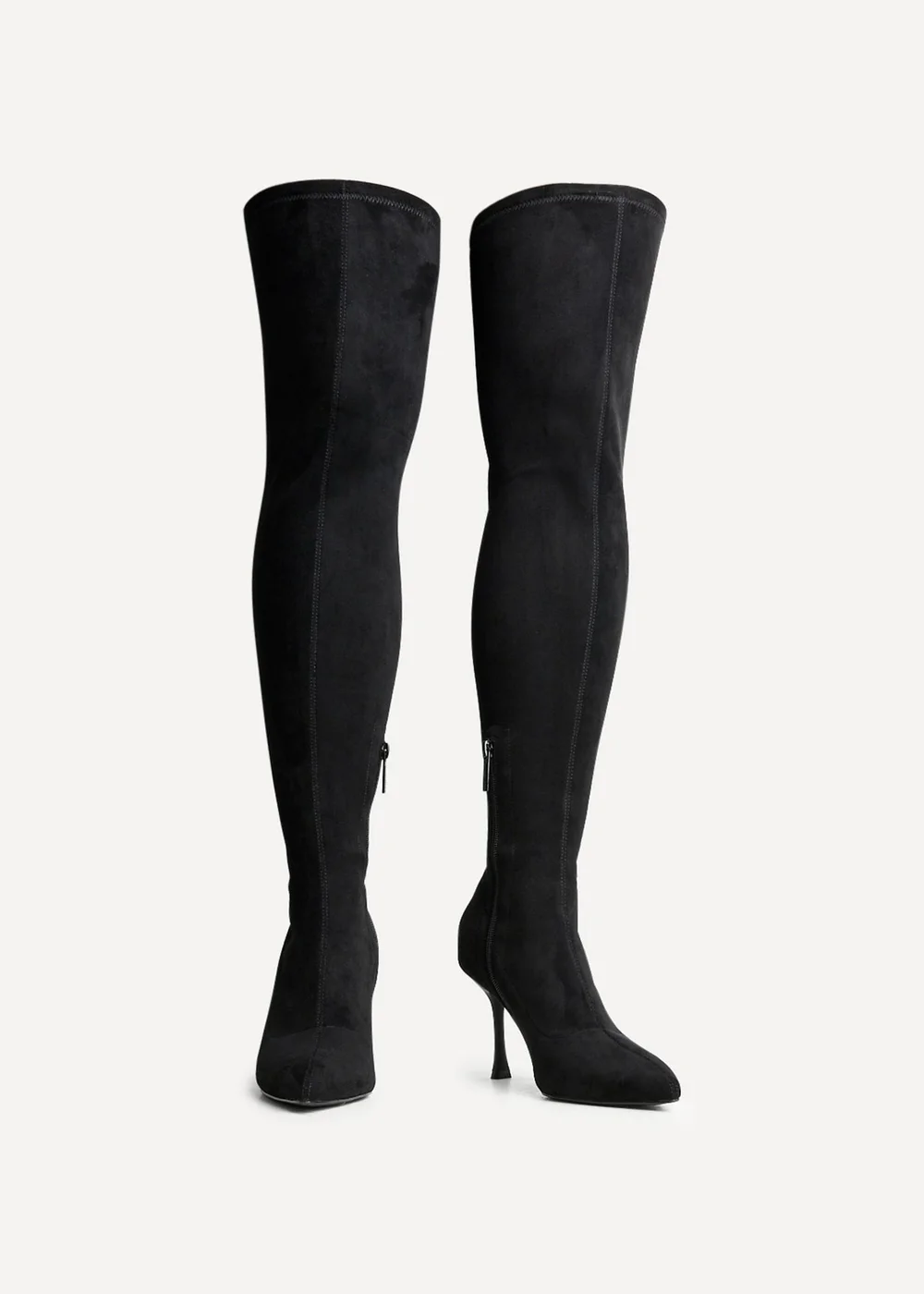 Linzi Laney Black Faux Suede Thigh High Strech Stiletto Heel Boot - 3 Image 3