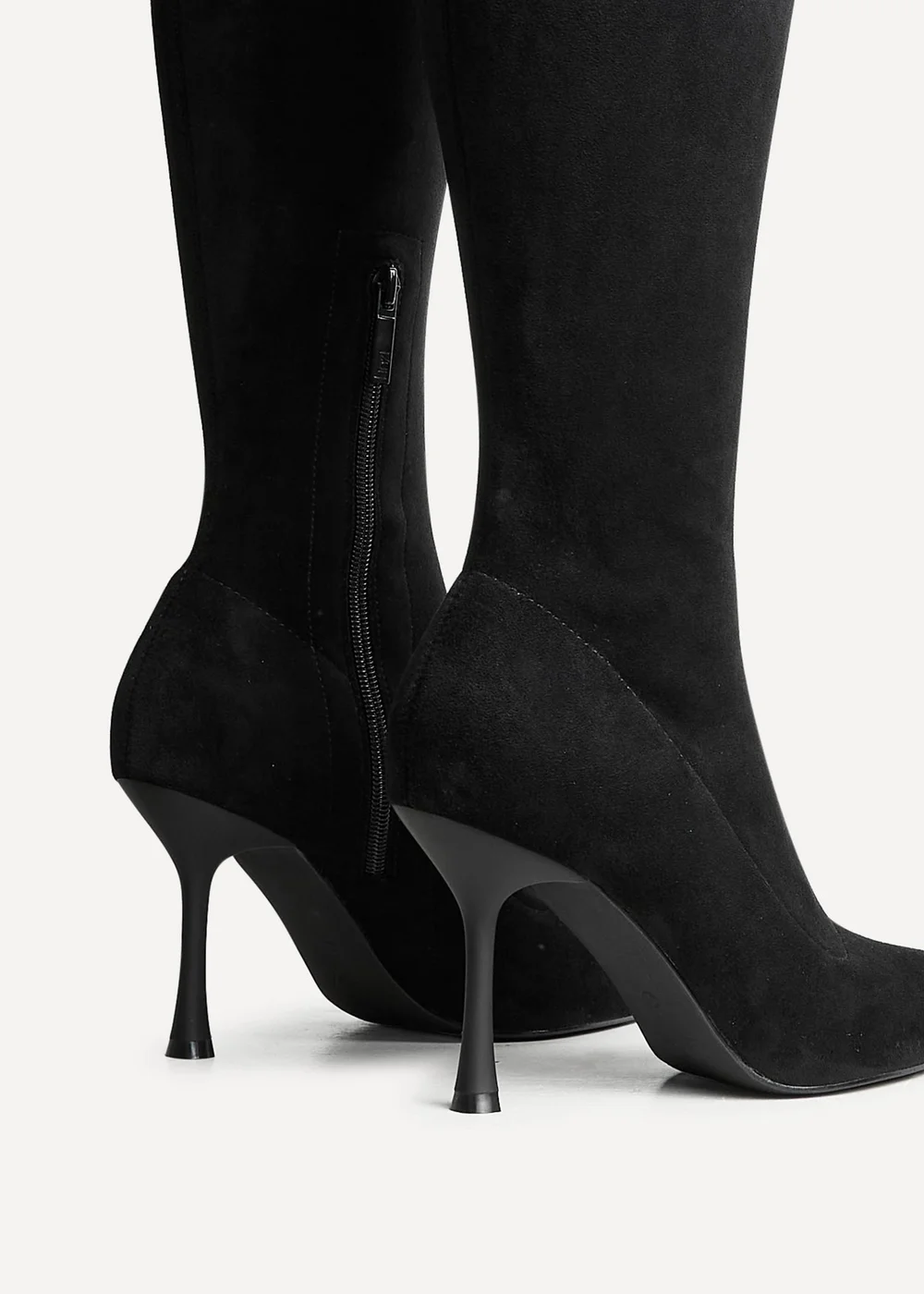Linzi Laney Black Faux Suede Thigh High Strech Stiletto Heel Boot - 3 Image 4