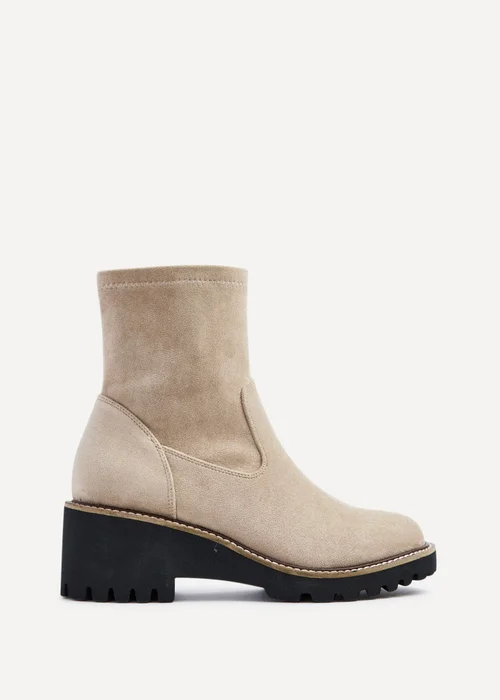 Linzi Trish Beige Faux Suede Wedged Heel Ankle Boot - 3 Image 2