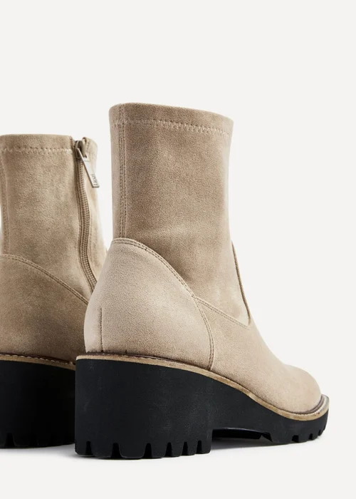 Linzi Trish Beige Faux Suede Wedged Heel Ankle Boot - 3 Image 5