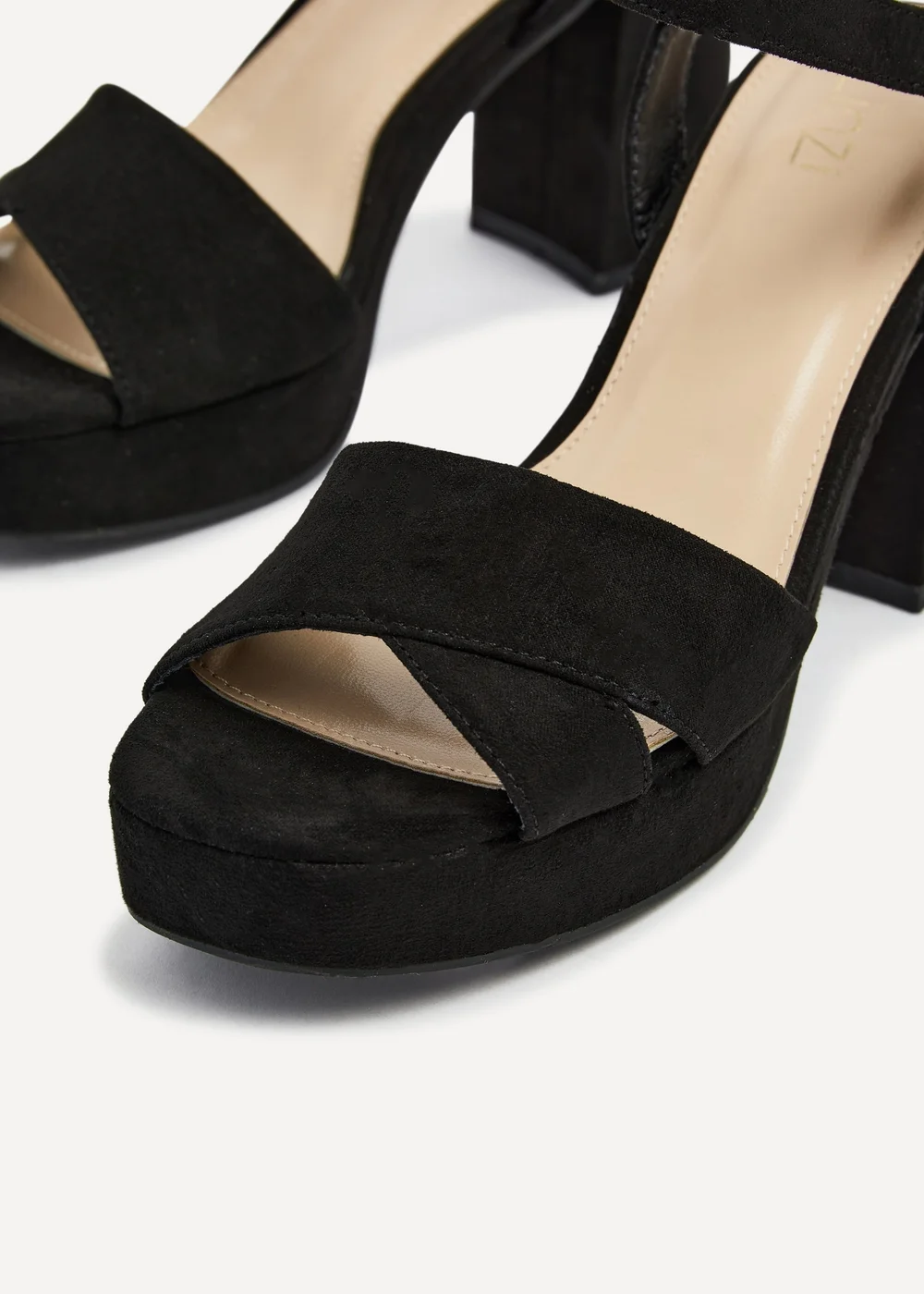 Linzi Verony Black Faux Suede Platform Block Heel - 3 Image 5
