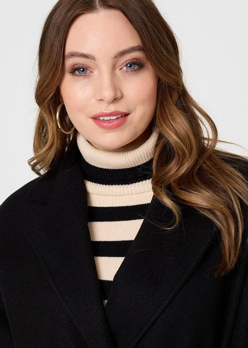 Izabel London Black Cape Coat With Belt - 8 Image 3