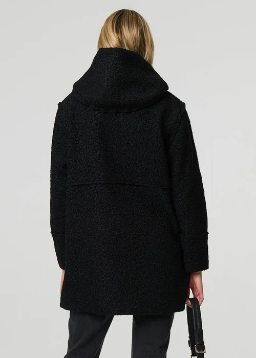 Izabel London Black Knitted Button Detail Hooded Jacket - 8 Image 2