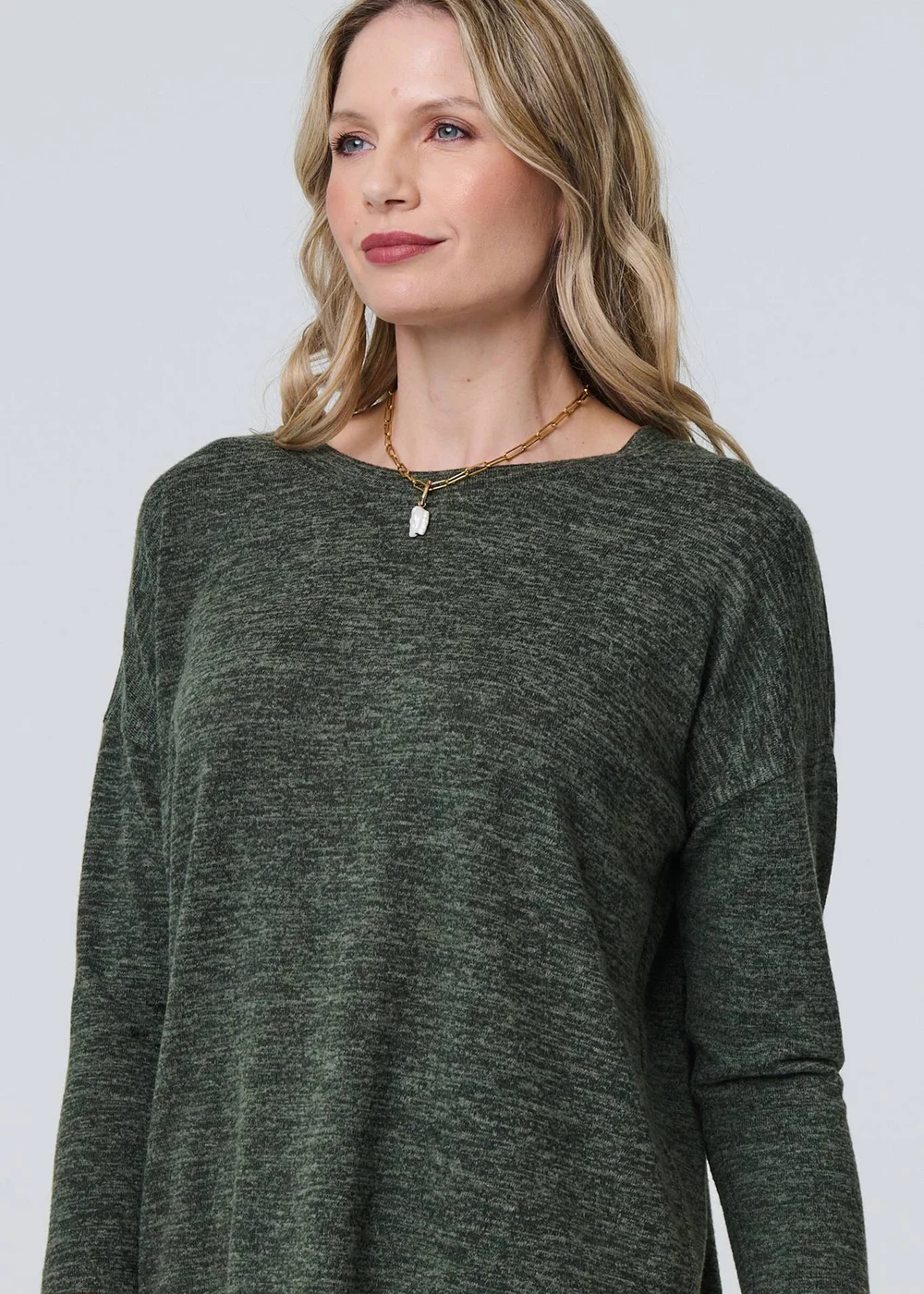 Izabel London Khaki Relaxed Boat Neck Top - 8 Image 3