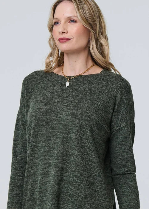 Izabel London Khaki Relaxed Boat Neck Top - 8 Image 3