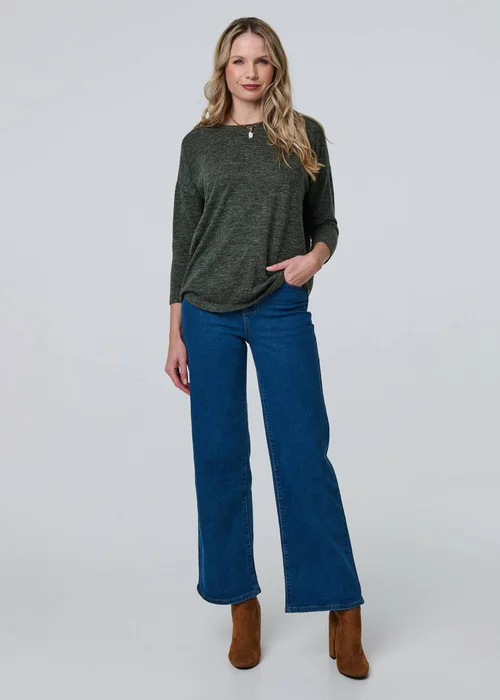 Izabel London Khaki Relaxed Boat Neck Top - 8 Image 4