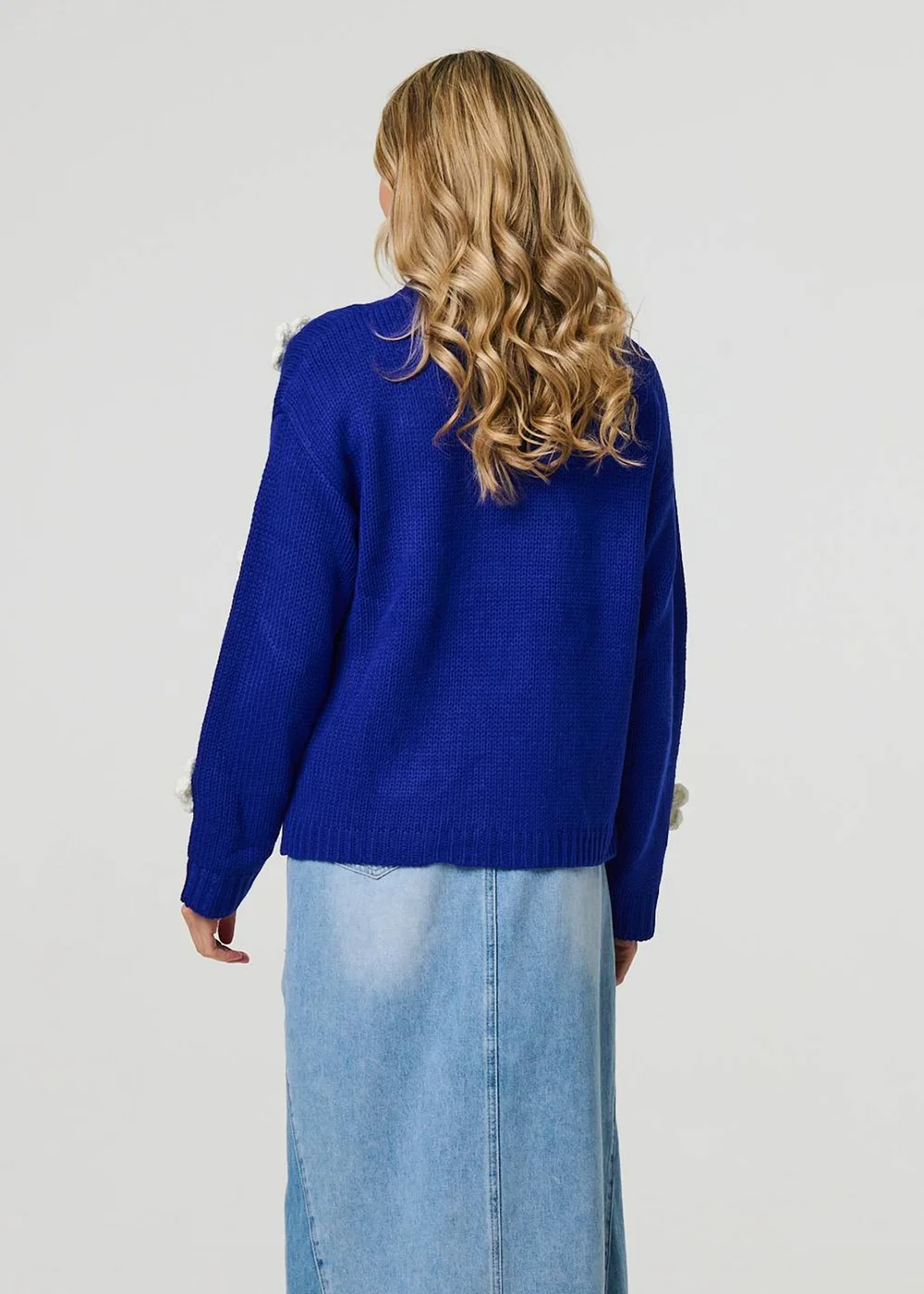 Izabel London Blue Floral Crochet Embellished Wrap Cardigan - S/M Image 2