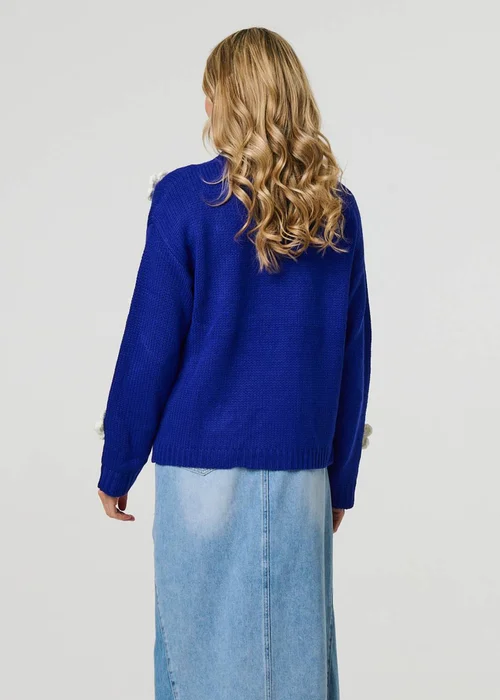 Izabel London Blue Floral Crochet Embellished Wrap Cardigan - S/M Image 2