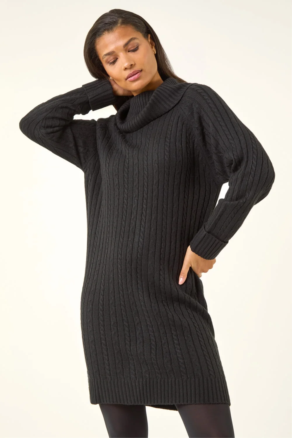 Roman Black Roll Neck Knitted Jumper Dress - 12 Roman Black Roll Neck Knitted Jumper Dress - 12