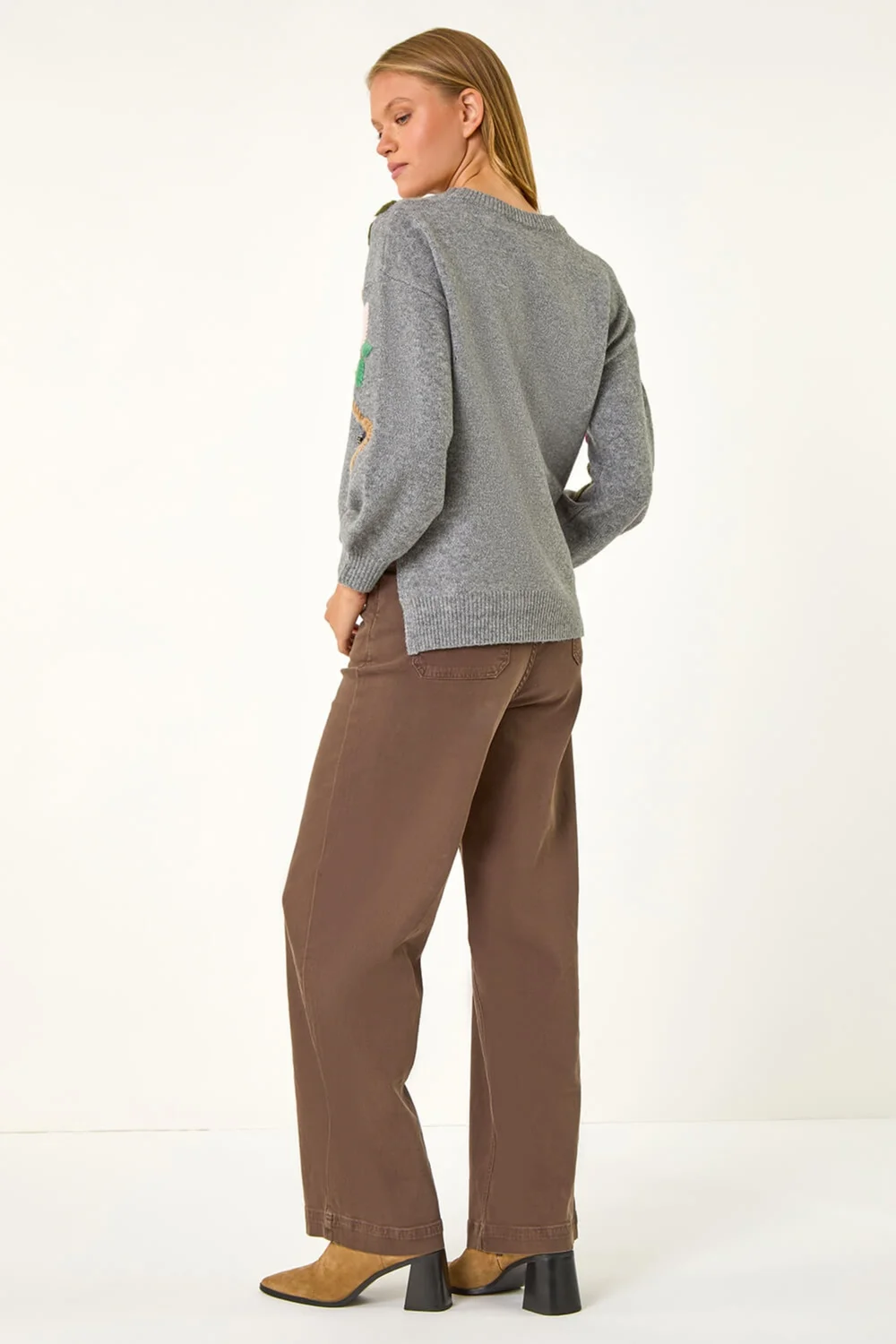 Roman Grey Floral Emellished Jumper - 18 Image 4
