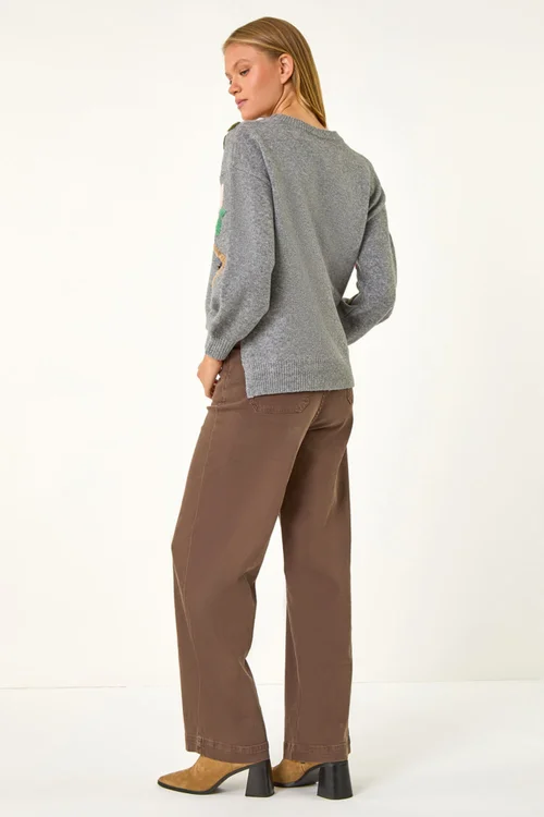 Roman Grey Floral Emellished Jumper - 18 Image 4