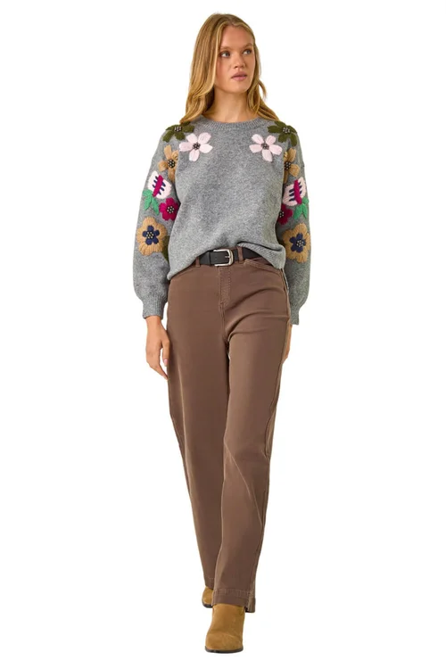 Roman Grey Floral Emellished Jumper - 18 Image 2