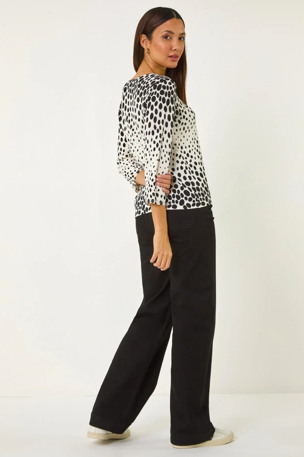 Roman Black Cascade Spot Print Knit Jumper - Size 14 Image 4