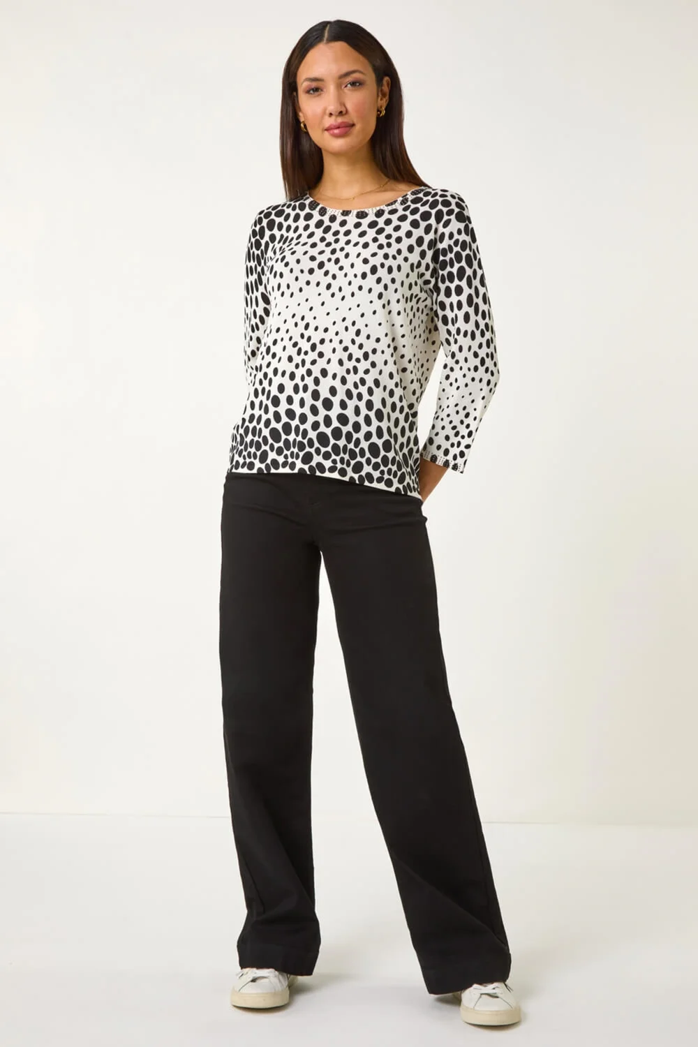 Roman Black Cascade Spot Print Knit Jumper - Size 14 Image 3