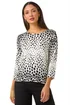 Roman Black Cascade Spot Print Knit Jumper - Size 14 Image 1
