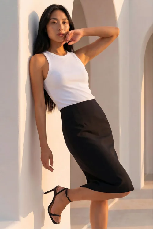 Roman Black Petite Stretch Pencil Skirt - 8 Image 1