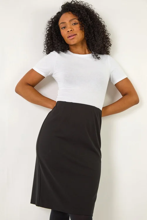 Roman Black Petite Stretch Pencil Skirt - 8 Image 4