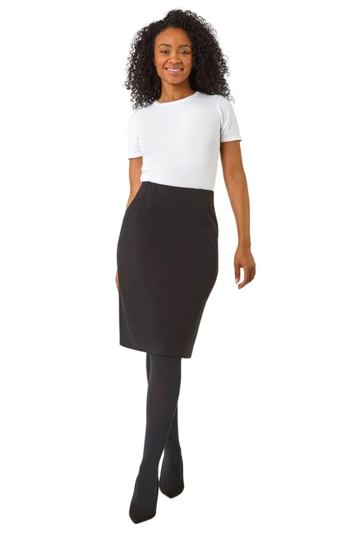 Roman Black Petite Stretch Pencil Skirt - 8 Image 3