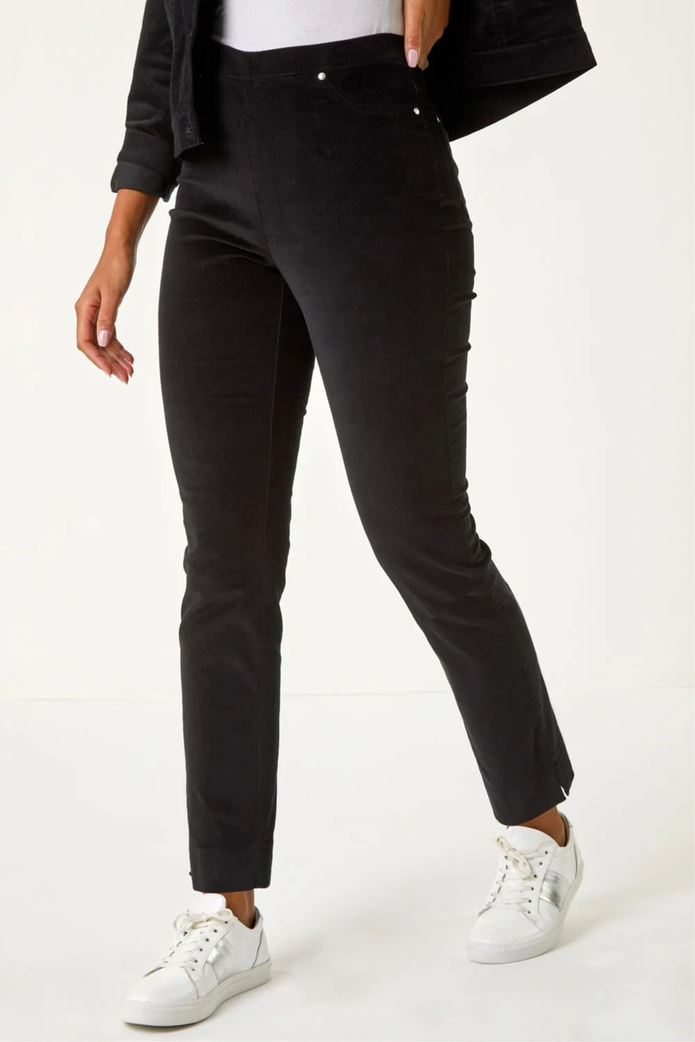 Roman Black Corduroy Stretch Denim Trousers - 20 Image 4