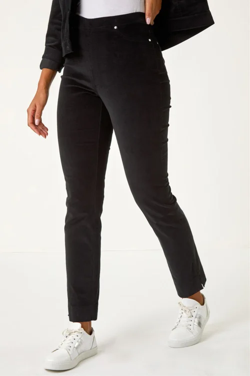 Roman Black Corduroy Stretch Denim Trousers - 20 Image 4