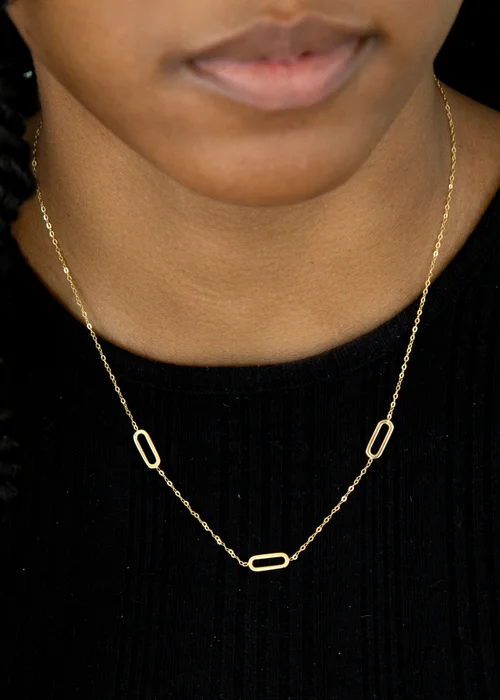 Golden Moments 9ct Yellow Gold Three Paper Adjustable Chain (12mm X 5mm) - One Size Image 3
