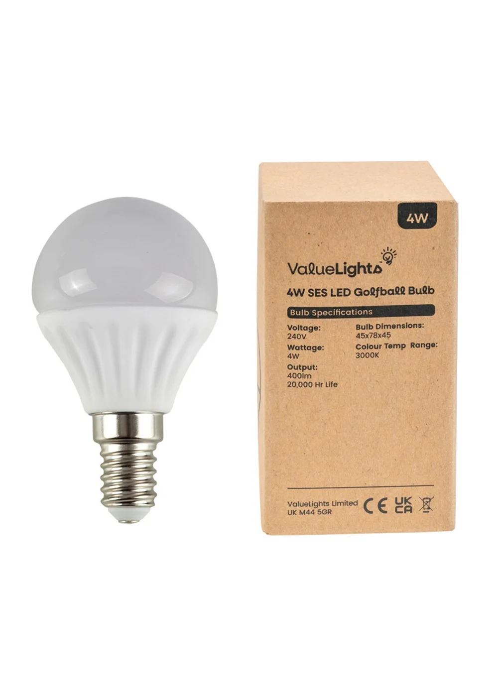 ValueLights 6 Pack E14 Golfball LED 4W Warm White 3000K Light Bulbs - One Size Image 1