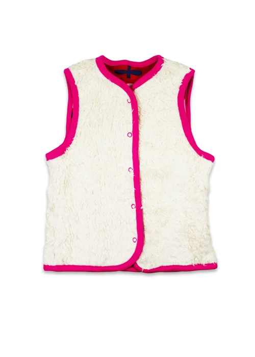 Toby Tiger Organic Pink Flower Print Reversible Gilet (12 months - 8 years) - 2-3 Yrs Image 2