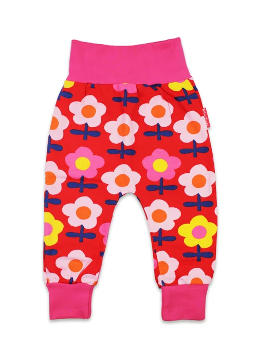 Toby Tiger Organic Pink Flower Print Yoga Pants (Newborn - 3 years) - 2-3 Yrs Image 1