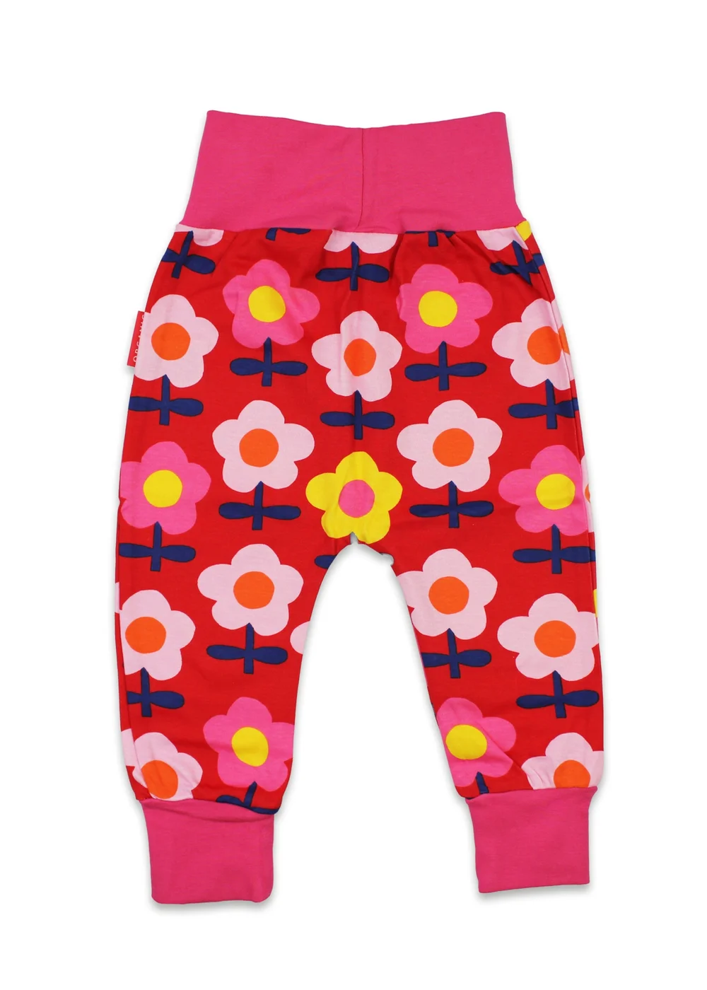 Toby Tiger Organic Pink Flower Print Yoga Pants (Newborn - 3 years) - 2-3 Yrs Image 2