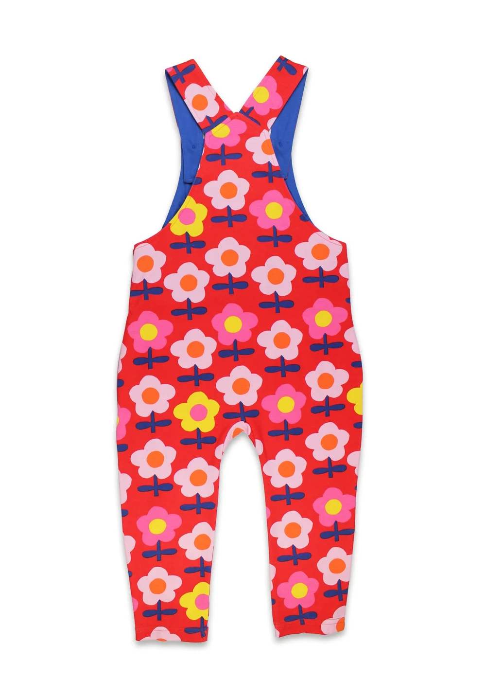 Toby Tiger Organic Pink Flower Print Dungarees (3 months - 4 years) - 2-3 Yrs Image 2