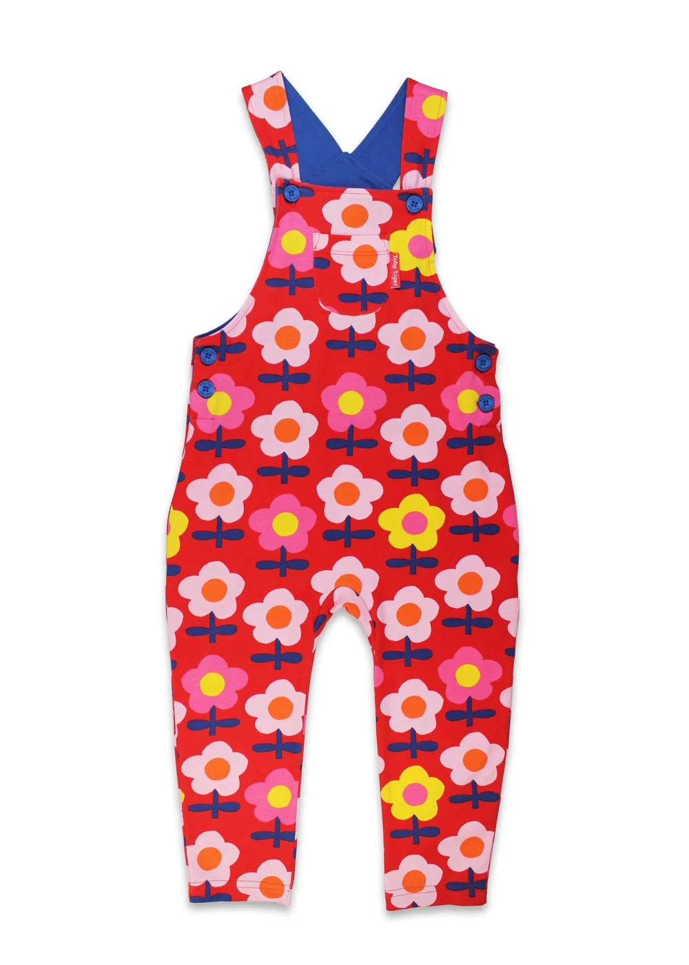 Toby Tiger Organic Pink Flower Print Dungarees (3 months - 4 years) - 2-3 Yrs Image 1