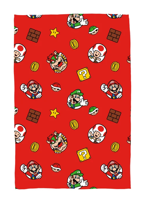 Super Mario Red Here We Go Fleece Throw - One Size Image 5