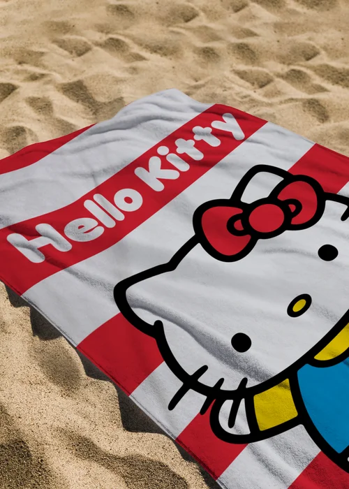 Hello Kitty Red Stripe Beach Towel - One Size Image 2