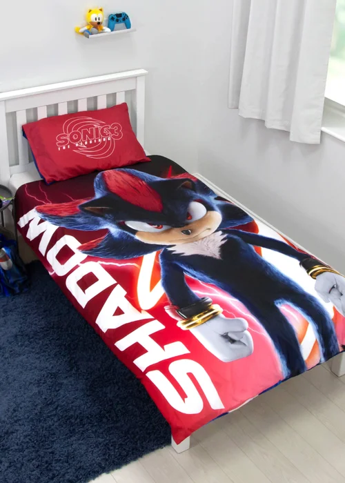 Sonic Red/Blue The Movie 3 Reversible Polycotton Duvet Set - Single Image 2