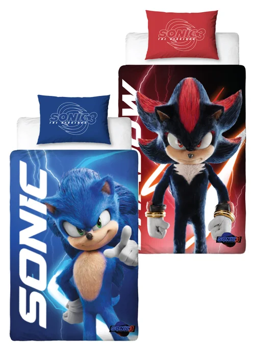 Sonic Red/Blue The Movie 3 Reversible Polycotton Duvet Set - Single Image 5