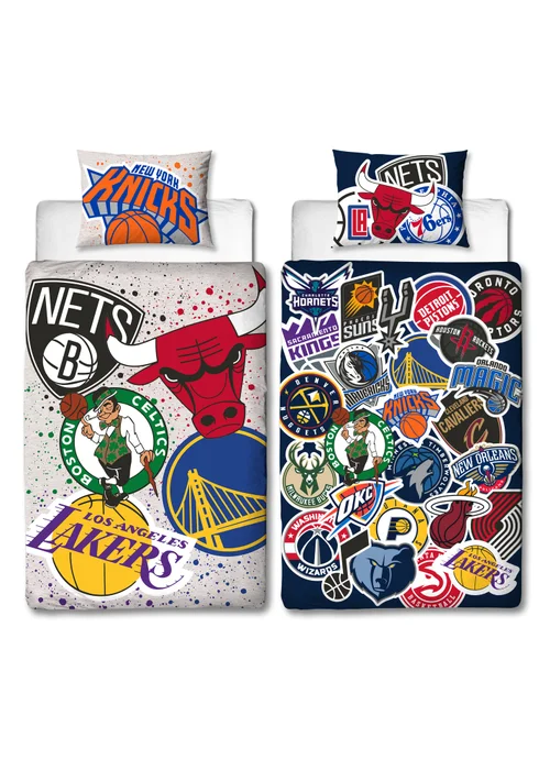 NBA Multi Colour Divide Single Polycotton Duvet Set - Single Image 5