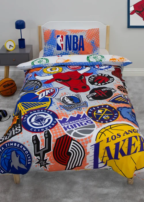 NBA Multi Colour Divide Single Polycotton Duvet Set - Single Image 1