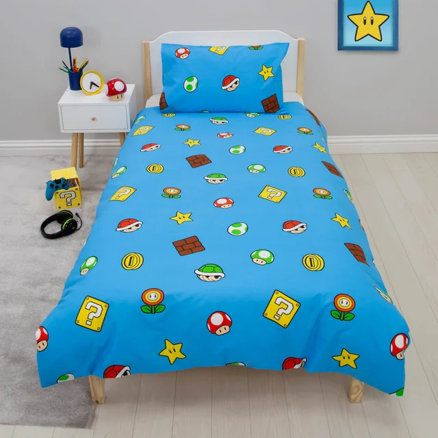 Super Mario Blue Splitter Polycotton Duvet Set