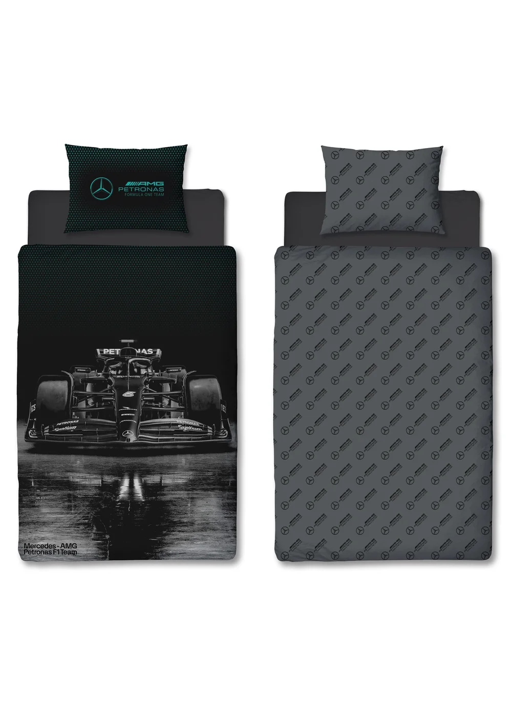 Mercedes Grey Stealth Reversible Polycotton Duvet Set - Single Image 6