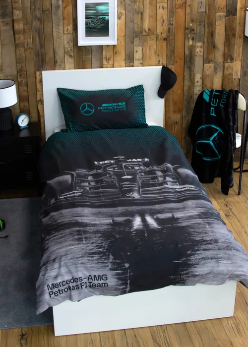 Mercedes Grey Stealth Reversible Polycotton Duvet Set - Single Image 1