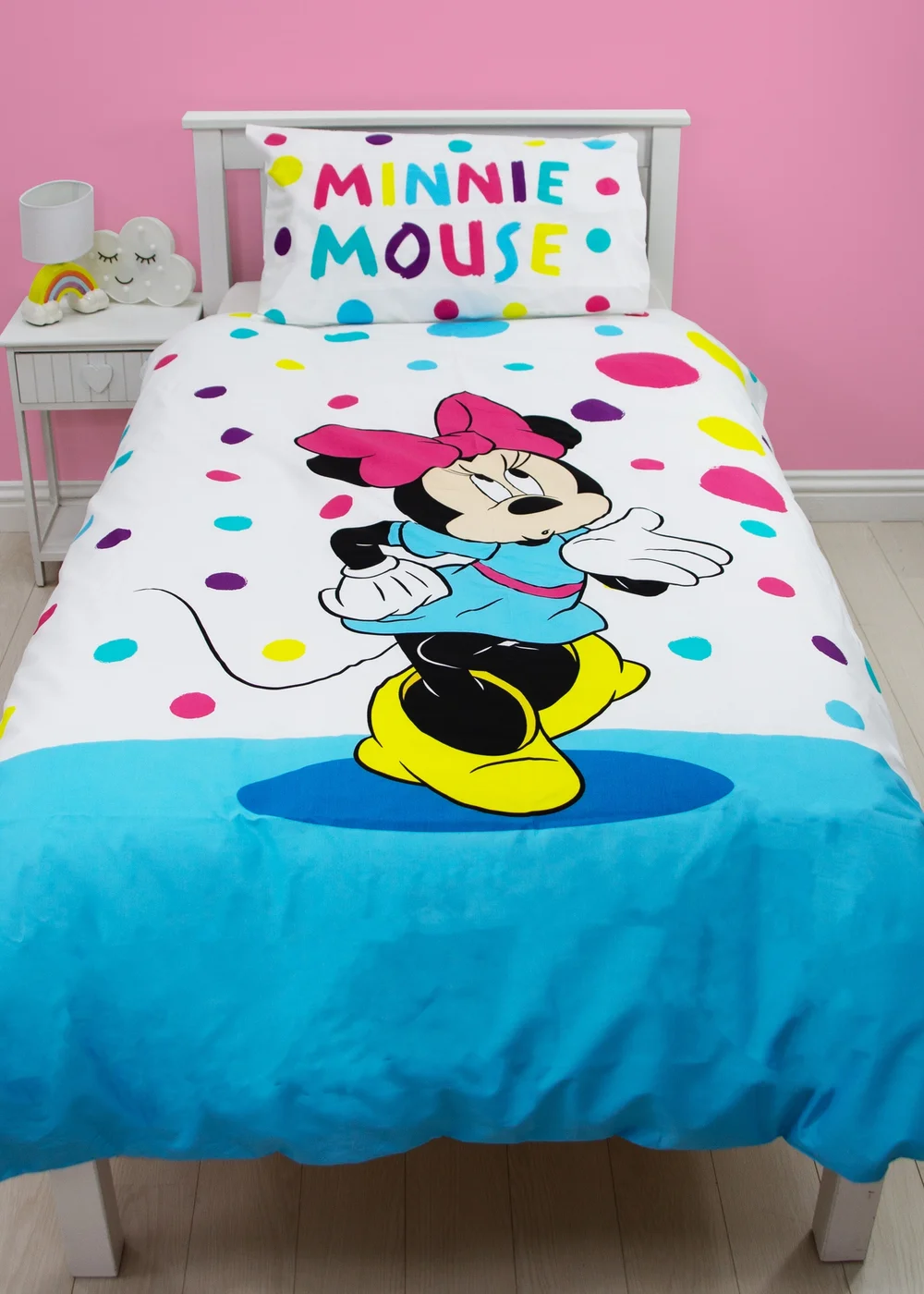 Disney Multi Colour Minnie Mouse Bubbles Polycotton Duvet Set - Single Image 1