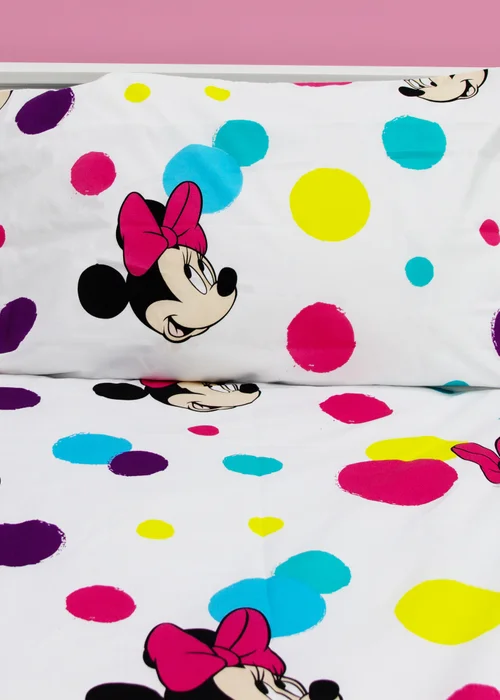 Disney Multi Colour Minnie Mouse Bubbles Polycotton Duvet Set - Single Image 4